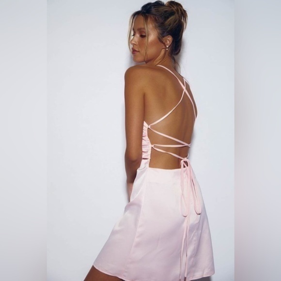 SNDYS Baby Pink Satin Look Cabo Mini Dress - Picture 2 of 8